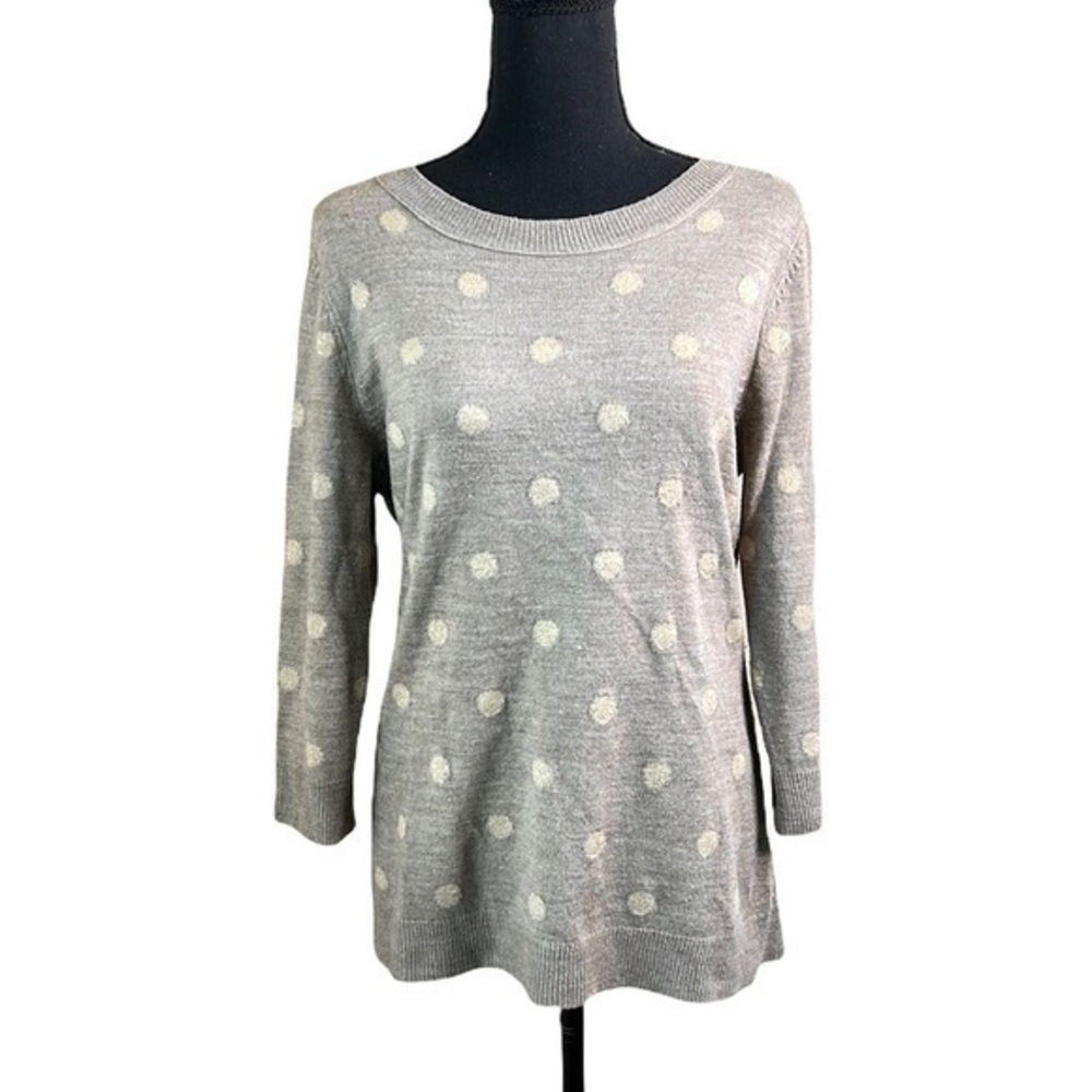 New York & Company Brown and Shimmer Gold Polka Dot Sweater Size Medium
